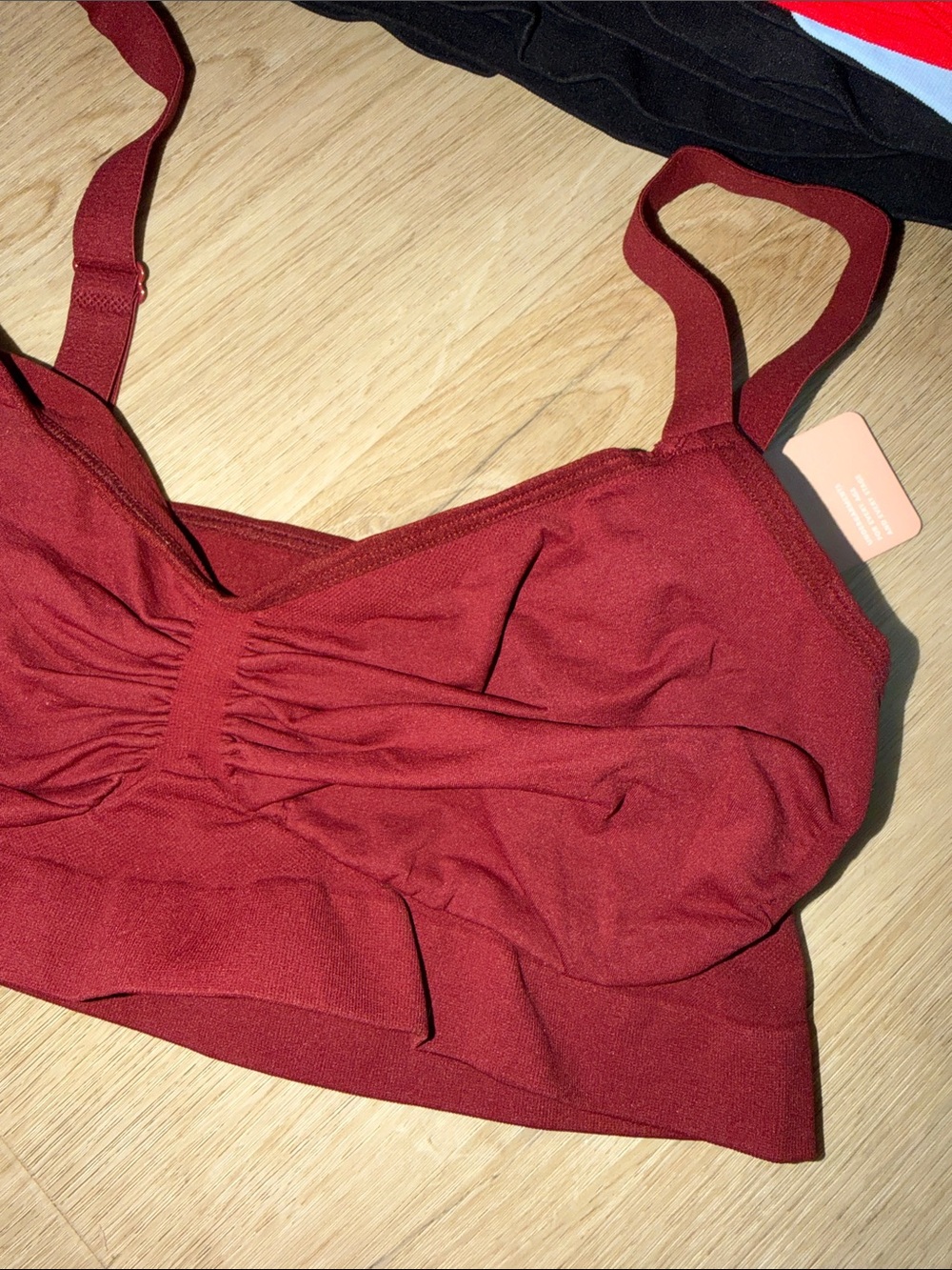 Wireless Ruched Bralette in Deep Wine Red - Picture 5 of 6